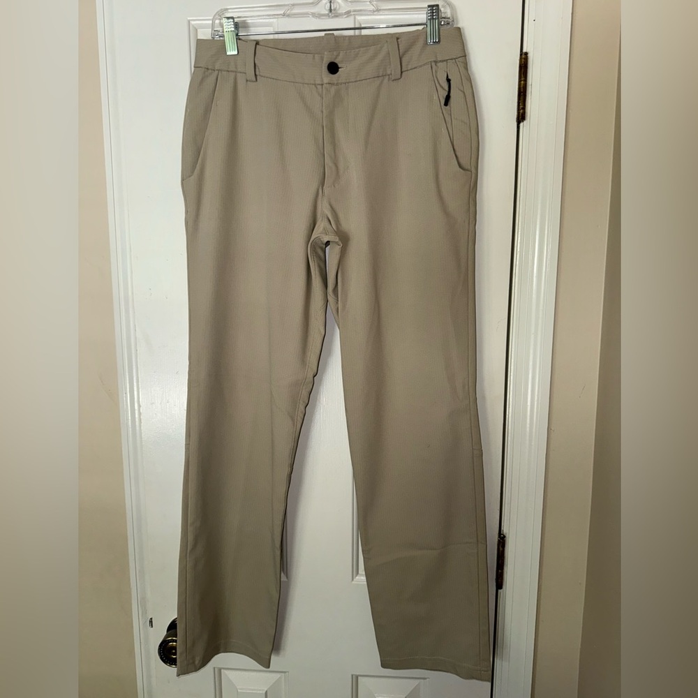 Lululemon Men's Solid Commission w/Stripe Line Pants Sand Beige Size 31x30